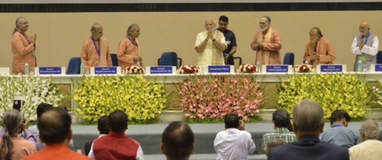 Sri Modi Pranams Audience at YSS Stamp Ceremony
